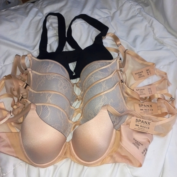 Lot of 6 Bra SPANX Pillow Cup Push Up Bra sz 34A  Push-Up Plunge Soft Nude Beige - Picture 1 of 15